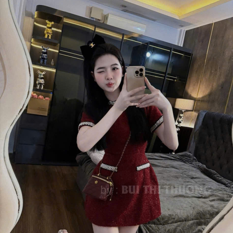 VÁY DẠ ĐÍNH CƯỜM KÈM QUẦN
