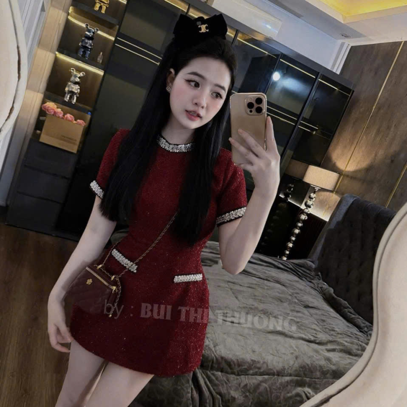 VÁY DẠ ĐÍNH CƯỜM KÈM QUẦN
