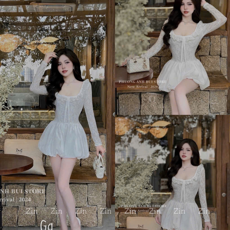 VÁY REN PHỐI TUYÊT MƯA( kèm quần rời)