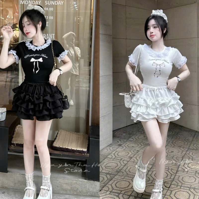 VÁY TẦNG ÁO VIỀN BÈO SIU HOT